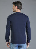 Colvyn Harris Cotton Fleece Crew Neck Navy Blue Sweatshirt for Men