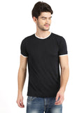 Men's Black Printed Round Neck T-Shirt
