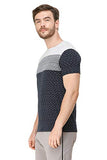 Men's Half Sleeves Round Neck Slim Fit Navy Blue T-Shirt