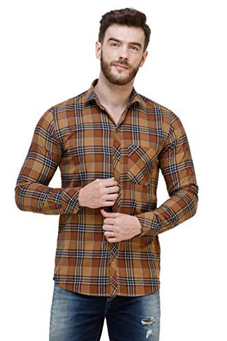 Men's Casual Full Sleeve Brown Shirt