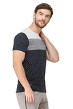 Men's Half Sleeves Round Neck Slim Fit Navy Blue T-Shirt colvynharris