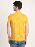 Men's Yellow Digital Printed Round Neck T-Shirt