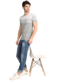 Men's Grey Printed Jacquard Half T-Shirt