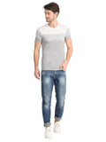 Men's Grey Printed Jacquard Half T-Shirt