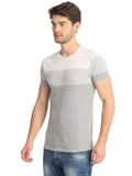 Men's Grey Printed Jacquard Half T-Shirt Seventy7