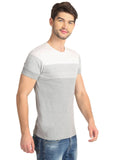 Men's Grey Printed Jacquard Half T-Shirt