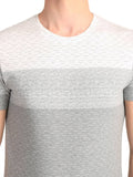 Men's Grey Printed Jacquard Half T-Shirt