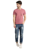 Men's Pink Self Design Knitted T-Shirt
