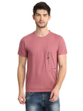 Men's Pink Self Design Knitted T-Shirt