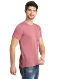 Men's Pink Self Design Knitted T-Shirt