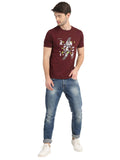Men's Digital Printed Round Neck half T-Shirt Seventy7