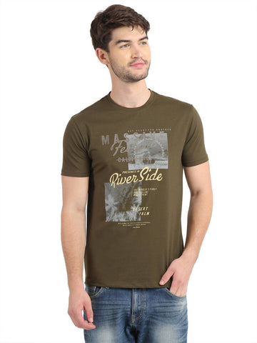 Men's Graphic Printed Round Neck T-Shirt Seventy7