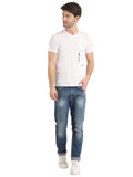 Men's White Self Design Knitted T-Shirt
