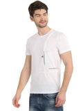 Men's White Self Design Knitted T-Shirt