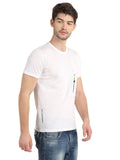 Men's White Self Design Knitted T-Shirt