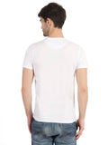 Men's White Self Design Knitted T-Shirt Seventy7