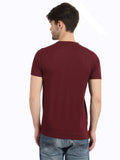 Men's Maroon Self Design Knitted T-Shirt