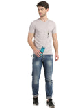 Men's Grey Self Design Knitted T-Shirt