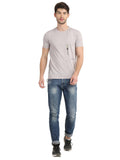 Men's Grey Self Design Knitted T-Shirt