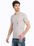Men's Grey Self Design Knitted T-Shirt