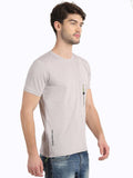 Men's Grey Self Design Knitted T-Shirt Seventy7