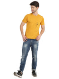 Men's Yellow Self Design Knitted T-Shirt