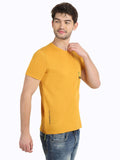 Men's Yellow Self Design Knitted T-Shirt