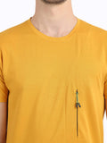 Men's Yellow Self Design Knitted T-Shirt