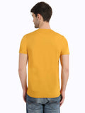 Men's Yellow Self Design Knitted T-Shirt