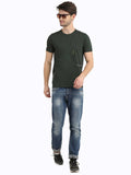 Men's Green Self Design Knitted T-Shirt