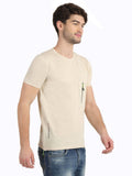 Men's Cream Self Design Knitted T-Shirt
