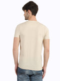 Men's Cream Self Design Knitted T-Shirt Seventy7
