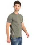 Men's Olive Self Design Knitted T-Shirt