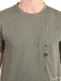 Men's Olive Self Design Knitted T-Shirt