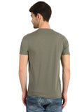 Men's Olive Self Design Knitted T-Shirt