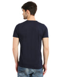 Men's Navy Self Design Knitted T-Shirt