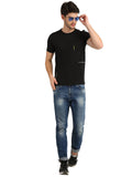 Men's Black Self Design Knitted T-Shirt