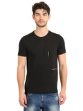 Men's Black Self Design Knitted T-Shirt