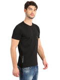 Men's Black Self Design Knitted T-Shirt
