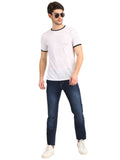 Men's White Printed Round Neck T-Shirt