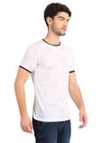 Men's White Printed Round Neck T-Shirt