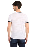 Men's White Printed Round Neck T-Shirt