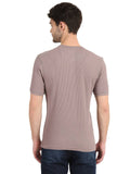 Men's Ash-Violet Solid Knitted Henley Neck T-Shirt