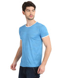 Men's Blue Printed Round Neck T-Shirt