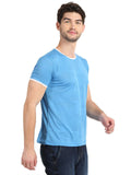 Men's Blue Printed Round Neck T-Shirt Seventy7