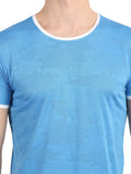 Men's Blue Printed Round Neck T-Shirt