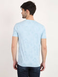 Men's Blue Digital Printed Round Neck T-Shirt
