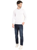 Men's White Full Sleeve Textured T-Shirt Seventy7