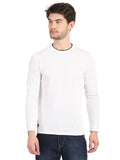 Men's White Full Sleeve Textured T-Shirt Seventy7