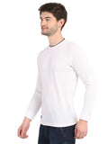 Men's White Full Sleeve Textured T-Shirt